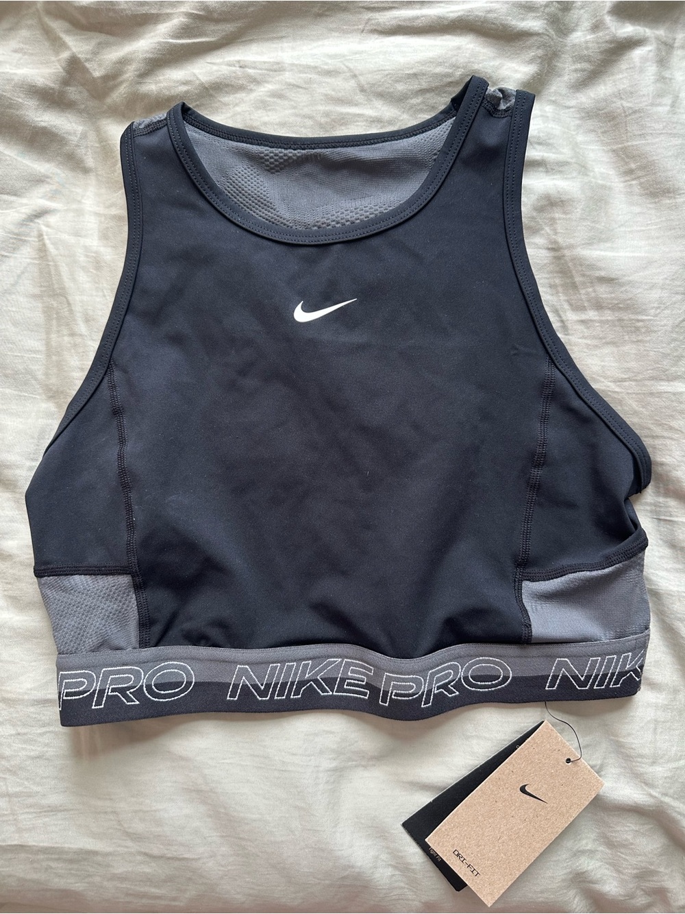 Nike Women's Black and Gray Training Crop Top - Picture 3 of 5